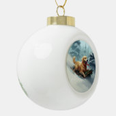 Golden Retriever Weihnachtsschnee Winter Keramik Kugel-Ornament (Links)