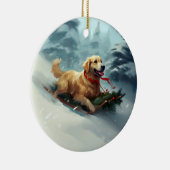 Golden Retriever Weihnachtsschnee Winter Keramik Ornament (Rechts)
