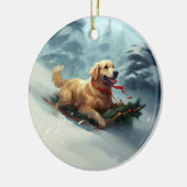 Golden Retriever Weihnachtsschnee Winter Keramik Ornament (Links)