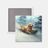 Golden Retriever Weihnachtsschnee Winter Magnet (Vorderseite/Rückseite)