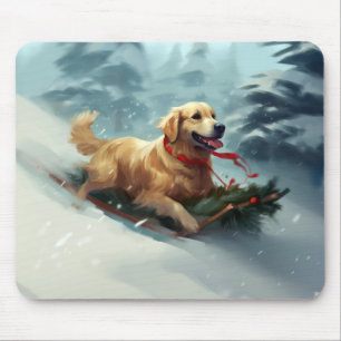 Golden Retriever Weihnachtsschnee Winter Mousepad