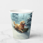 Golden Retriever Weihnachtsschnee Winter Pappbecher (Vorderseite)