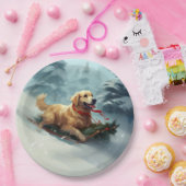 Golden Retriever Weihnachtsschnee Winter Pappteller (Party)