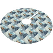 Golden Retriever Weihnachtsschnee Winter Polyester Weihnachtsbaumdecke (Schrägansicht)