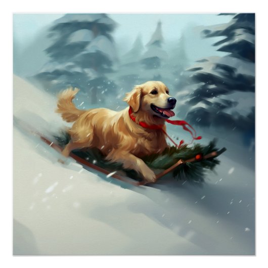 Golden Retriever Weihnachtsschnee Winter Poster (Vorderseite)