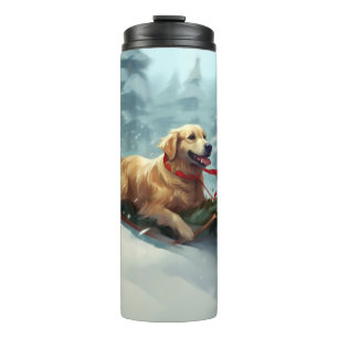Golden Retriever Weihnachtsschnee Winter Thermosbecher