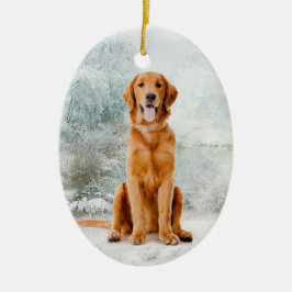 Golden retriever-Weihnachtsverzierung Keramik Ornament