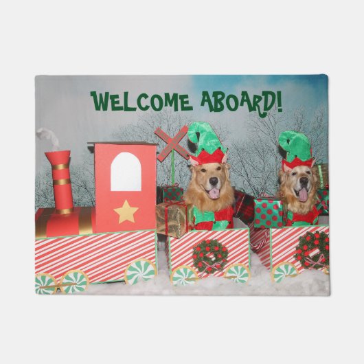 Golden retriever-Weihnachtszug-Willkommen an Bord Fußmatte (Vorderseite)