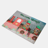 Golden retriever-Weihnachtszug-Willkommen an Bord Fußmatte (Schrägansicht)