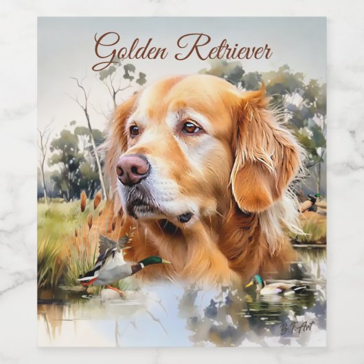 Golden Retriever Weinetikett (Einzelnes Label)