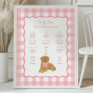 Golden Retriever Welpe 1. Geburtstag Meilenstein  Poster