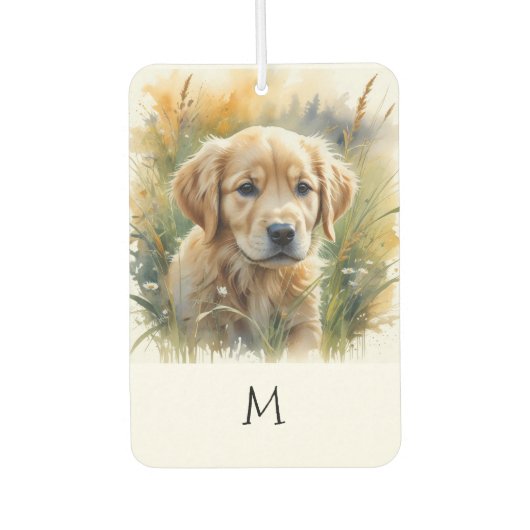 Golden Retriever Welpe Autolufterfrischer (Vorderseite)