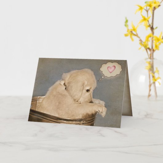 Golden Retriever Welpe Denken Sie an Sie Karte (Gelbe Blume)