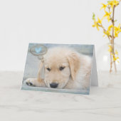Golden Retriever Welpe Denken Sie an Sie Karte (Gelbe Blume)
