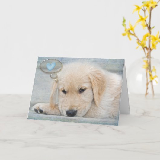 Golden Retriever Welpe Denken Sie an Sie Karte (Gelbe Blume)