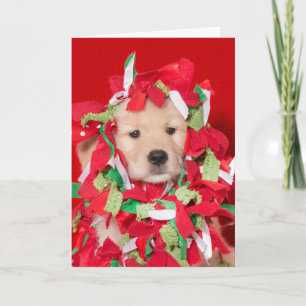 Golden Retriever Welpe, geknackt in Garland Card Karte