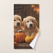 Golden Retriever Welpe Herbst Kürbis Badhandtuch Set (Handtuch)