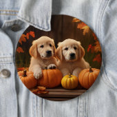 Golden Retriever Welpe Herbst Kürbis Button (Beispiel)
