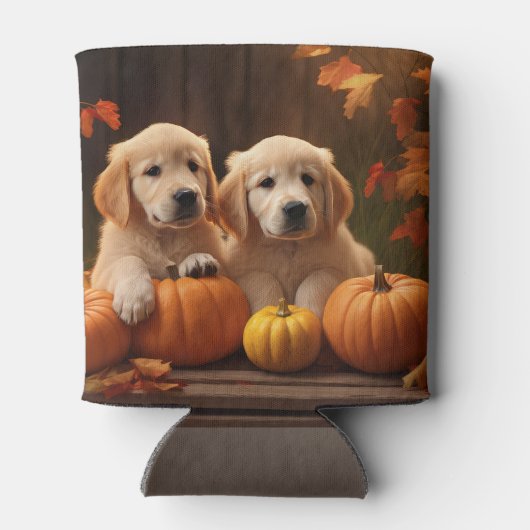 Golden Retriever Welpe Herbst Kürbis Dosenkühler (Rückseite)