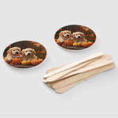 Golden Retriever Welpe Herbst Kürbis Fächer (Non-assembled)