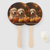 Golden Retriever Welpe Herbst Kürbis Fächer (Vorne und Hinten)