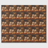 Golden Retriever Welpe Herbst Kürbis Geschenkpapier (Flach)