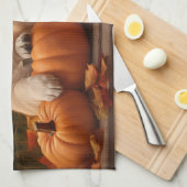 Golden Retriever Welpe Herbst Kürbis Geschirrtuch (Viertel Falte)