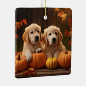 Golden Retriever Welpe Herbst Kürbis Keramikornament (Rechts)