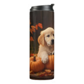 Golden Retriever Welpe Herbst Kürbis Thermosbecher (Nach links gedreht)
