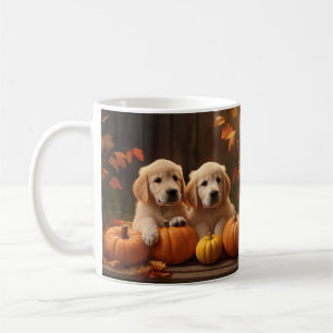 Golden Retriever Welpe Herbstfreude Kürbis  Kaffeetasse