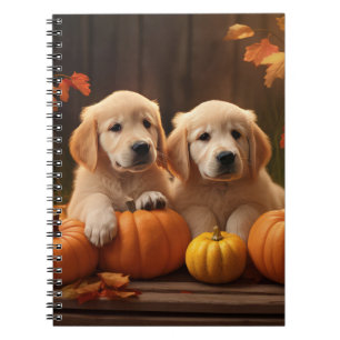 Golden Retriever Welpe Herbstfreude Kürbis Notizblock