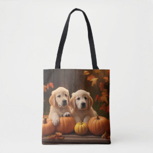 Golden Retriever Welpe Herbstfreude Kürbis  Tasche