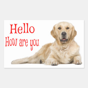 Golden Retriever Welpe Hund - Hallo Liebe Rechteckiger Aufkleber
