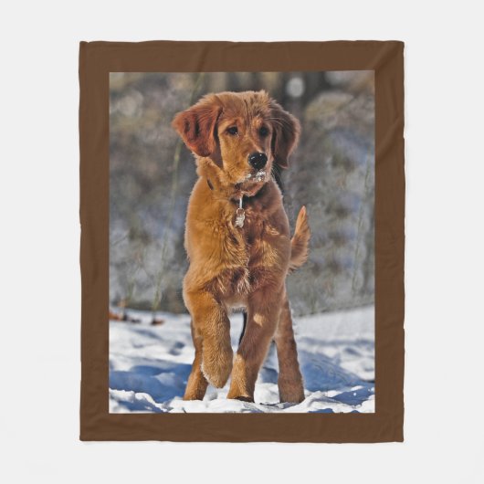 Golden Retriever Welpe Hund im Schnee Fleecedecke (Vorderseite)