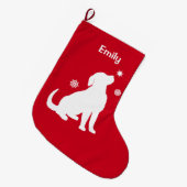 Golden retriever-Welpe im Schnee am Weihnachten Großer Weihnachtsstrumpf (Vorderansicht (hängend))