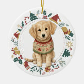 Golden Retriever Welpe im Winter Sweep Weihnachten Keramik Ornament (Vorne)