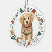 Golden Retriever Welpe im Winter Sweep Weihnachten Keramik Ornament (Links)