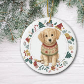 Golden Retriever Welpe im Winter Sweep Weihnachten Keramik Ornament