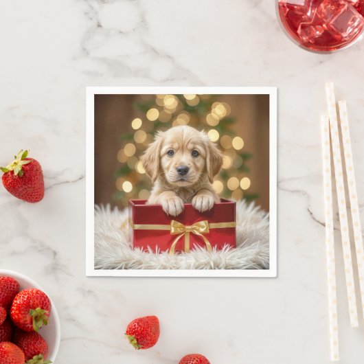 Golden Retriever Welpe in Christmas Box Serviette (Beispiel)