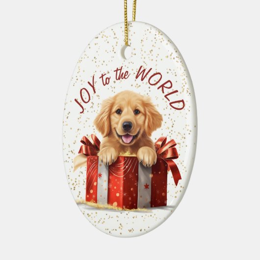 Golden Retriever Welpe Joppy to the World Christma Keramik Ornament (Links)