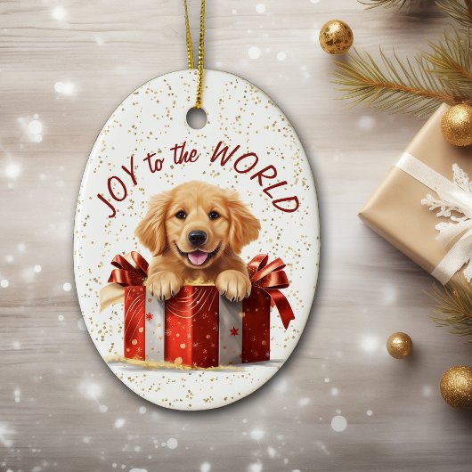 Golden Retriever Welpe Joppy to the World Christma Keramik Ornament