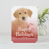 Golden Retriever Welpe mit Band Feiertagskarte (Stehend Vorderseite)