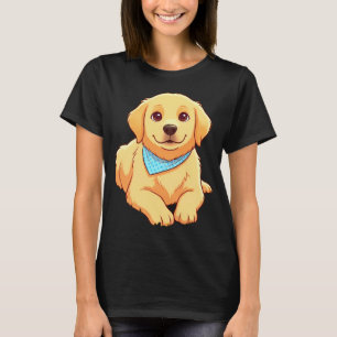 Golden Retriever Welpe mit blauem Bandana Cartoon  T-Shirt