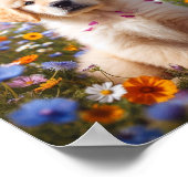 Golden Retriever Welpe mit Blume Poster (Ecke)
