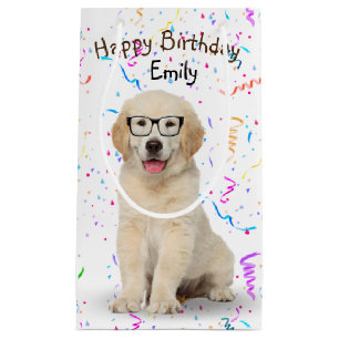Golden Retriever Welpe mit Brille Kleine Geschenkt Geschenktüte