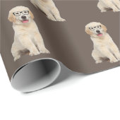 Golden Retriever Welpe mit Brillenumschlagpapier Geschenkpapier (Rolleneckpunkt)
