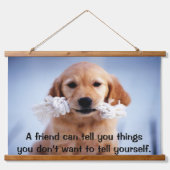 Golden Retriever Welpe mit einem weißen Seil Wandteppich Mit Holzrahmen (Vorne)