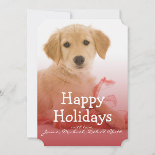 Golden Retriever-Welpe mit Schleife Feiertagskarte