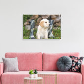 Golden Retriever Welpe mit Stiefeln Leinwanddruck (Insitu (Wohnzimmer))
