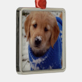 Golden retriever-Welpe Ornament Aus Metall (Rechts)